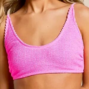 Pink Textured Bikini Top Cyn & Luca NWT Bubble Pink Sz M, L or XL